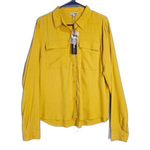 NEW Fashion Nova L Butter Yellow Women's You Better Work Shirt 2 Mustard